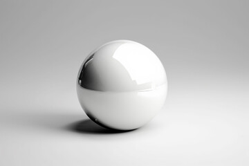 White glass ball. White sphere on a white background, 3d illustration