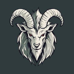 Head of white ram/goat mascot with Red eyes