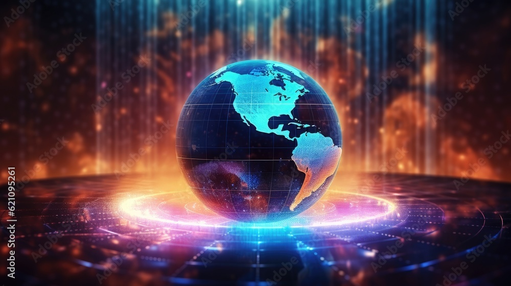 Poster the concept of worldwide research and analytics is accompanied with a background globe map and numer