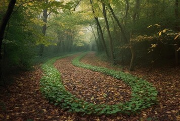 path with leaves on the ground in the form of a maze