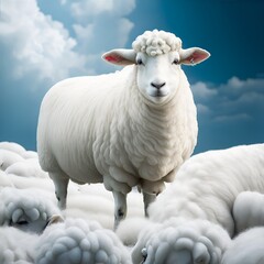 white sheep in an sky creative background 