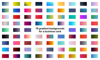 78 Gradient backgrounds for design. Template for business cards, banners, flyers. Editable vector file, change color and size.