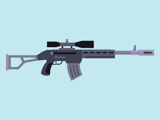 SWAT sniper weapon. Sniper rifle silhouette. Vector illustration