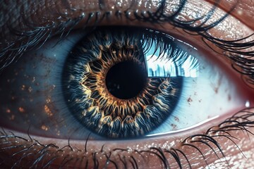 a detailed close-up of a human eye. made using generative AI tools