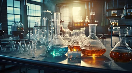 Wall murals Pharmacy lab chemistry or science research and development concept.