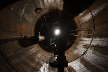 Mining shaft from concrete in copper mine.