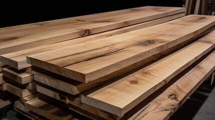 Bretter und Planken gestapelt im Sägewerk.