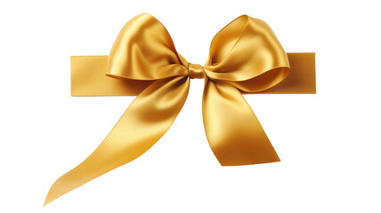 Realistic golden bow and ribbon isolated on white. Element for decoration gifts, greetings, holidays.
