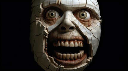 Macabre Entity The Distorted 3D Face of a Nightmare Incarnate