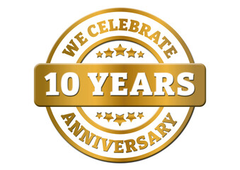 We celebrate 10 years anniversary golden sticker