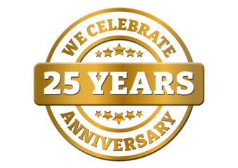Obraz premium We celebrate 25 years anniversary golden sticker