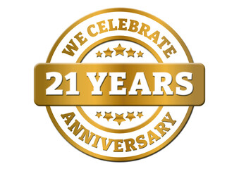 We celebrate 21 years anniversary golden sticker