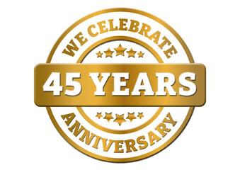 We celebrate 45 years anniversary golden sticker