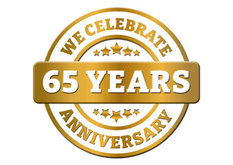 We celebrate 65 years anniversary golden sticker