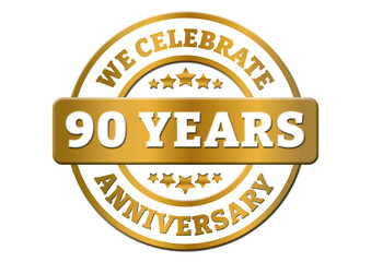 We celebrate 90 years anniversary golden sticker