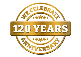 Fototapeta premium We celebrate 120 years anniversary golden sticker