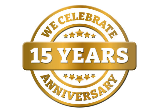 We celebrate 15 years anniversary golden sticker