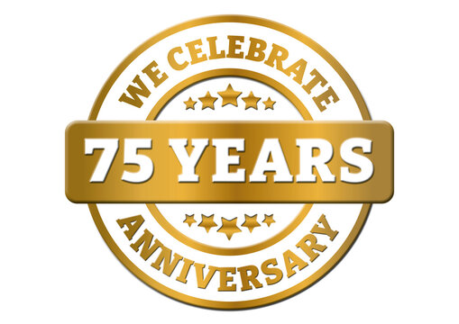 We celebrate 75 years anniversary golden sticker