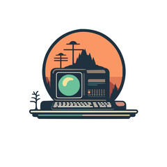 Retro Wildlife Computer Vector