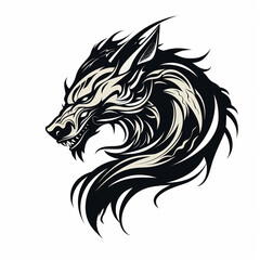 Fototapeta premium tribal tattoo illustration of a dragon isolated on white