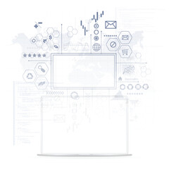 Obraz premium Digital graph statistics background laptop