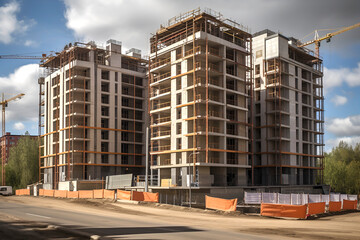 Fototapeta premium crane and construction site, generated ai
