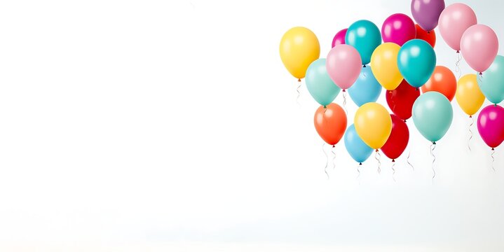 Stylish Group of Colored Balloons Floating on White Background
