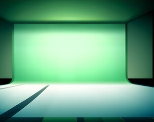 green studio studio room background. 3 d rendering