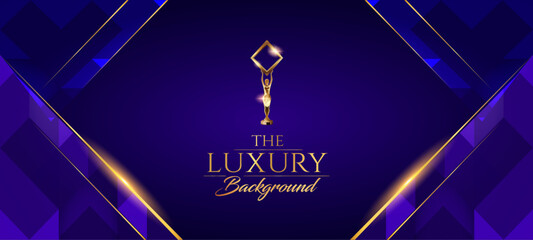 Dark Blue Golden Royal Awards Graphics Background. Lines Growing Elegant Shine Spark. Luxury Premium Corporate Abstract Design Template. Classic Shape Post. Center LED Screen Visual. Lights Fireworks 