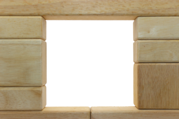 원목완구로 표현한 나무로된 프레임