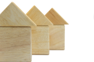 나무 목업으로 표현한 연립주택의 모양