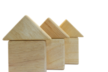 나무 목업으로 표현한 연립주택의 모양