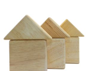 나무 목업으로 표현한 연립주택의 모양