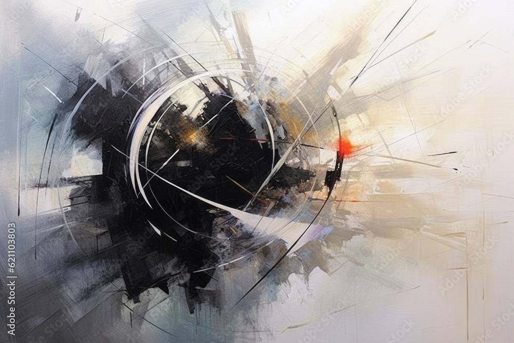 Poster abstract art of dance of light theme that out of formless darkness in the style of simple yet intric