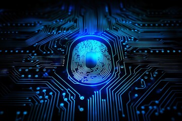 Securing Digital Identity: Abstract cyber security fingerprint, Generative AI
