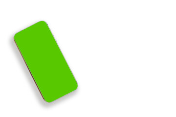 Smartphone with green screen on a white background.