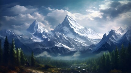 Mountain backgrounds with majestic peaks Generative AI