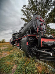 black steam train in the forest, Edirne Turkey