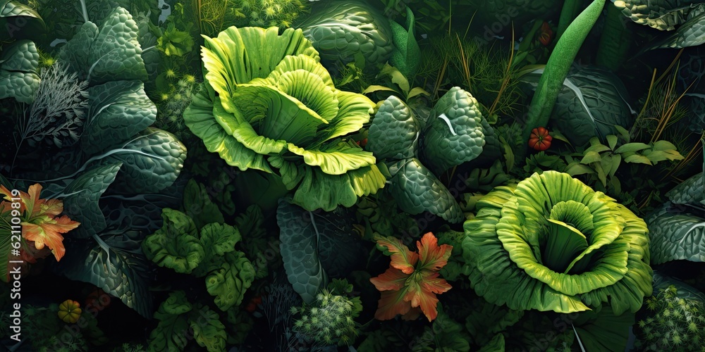 Poster with leafy greens and halyomorpha halys. made using generative ai tools