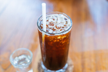 Black coffee, Americano in a cafe by the sea, Sue Flamingo, Ao Yon Beach, Phuket Thailand