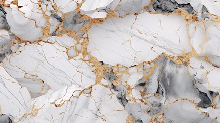 Golden Calacatta marble grain on a white and grey stone tile. made using generative AI tools