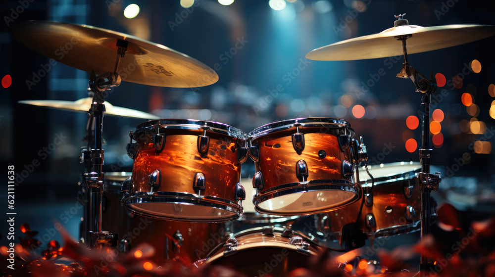 Canvas Prints Close-up of a modern drum set on stage for concert