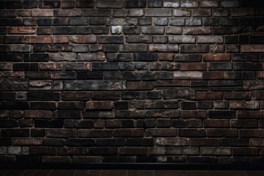a dark wall surface made up of numerous bricks, or an antique brick wall with a black background. The environment was well designed.