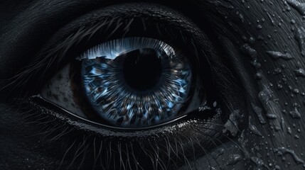 the eye of a black horse. made using generative AI tools