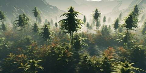 Marijuana Plants Being Grown Outside. made using generative AI tools