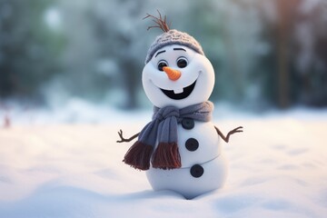 Obraz premium 3d illustration of cartoon cute snowman. ai generative