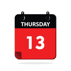 calender icon, 13 thursday icon with white background