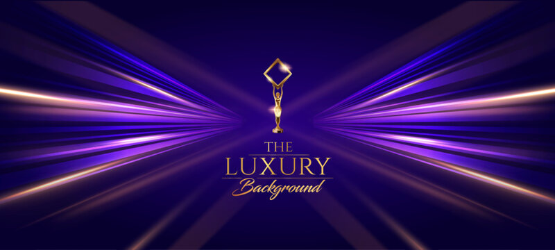 Blue Purple Golden Stage Spotlights Awards Graphics Background Celebration. Red Carpet Entry Show. Entertainment Hollywood Bollywood Template Design. Awards Background Theater Drama LED Floor. 