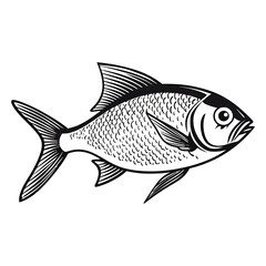 Fototapeta premium Mesmerizing Marine Art: Fish Black Tetra in Exquisite 2D Illustration