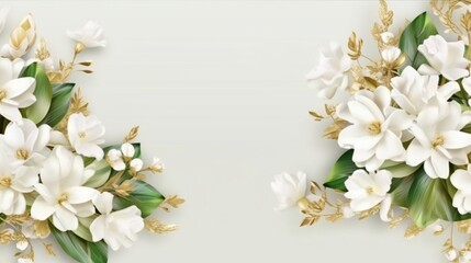 Frame border white flowers from wedding card invitation. AI Generated